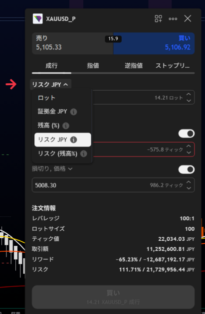 リスク金額入力